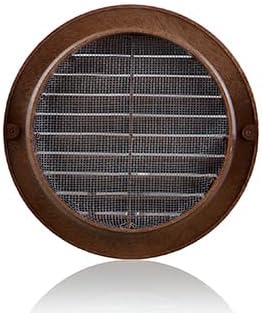 VENTS-US - 4" Brown Round Plastic Vent Cover with Built-in Insect Screen Mesh and Flange for Air Supply or Exhaust Air Applications - Compatible with 4 Inch Diameter Ducts (2-Pack)