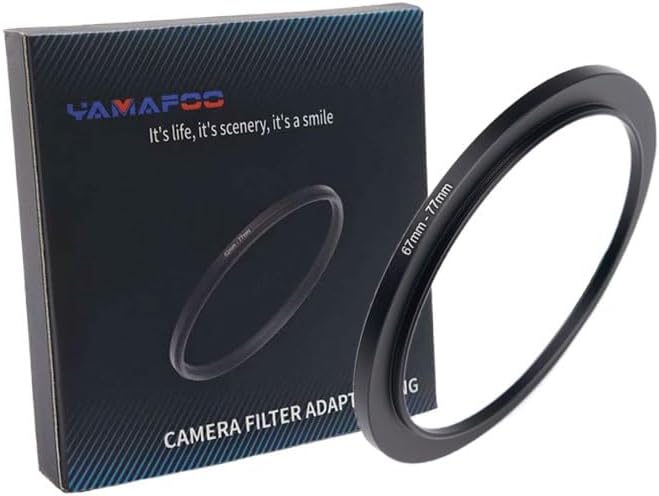 YAMAFOO 67mm to 77mm Step-Up Ring/Step Down Rings Filter Adapter for All Brands UV ND CPL Metal Ring Step-Up Rings Adapter Filter,Black (67-77)