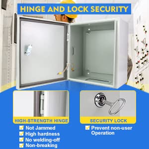 Outdoor Electrical Box, Steel Junction Box 12 x 12 x 8'', NEMA 4X Electrical Enclosure Box IP66 Waterproof & Dustproof, Universal Electrical Project Box with Lock & Mounting Plate