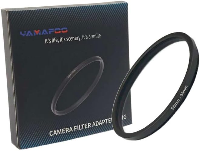 YAMAFOO 58mm to 55mm Step-Up Ring/Step Down Rings Filter Adapter for All Brands UV ND CPL Metal Ring Step-Up Rings Adapter Filter,Black (58-55)
