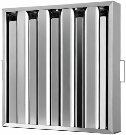VBENLEM Pack of 6 Hood Filters 19.5W x 19.5H Inch, 430 Stainless Steel 4 Grooves Commercial Hood Filters, Range Hood Filter for Grease Rated Commercial Kitchen Exhaust Hoods