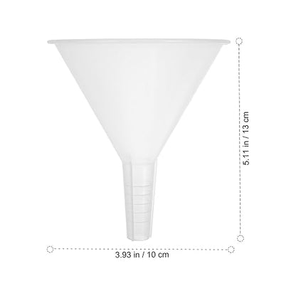 Veemoon 5pcs 100mm Plastic Scientific Triangle Funnels, Laboratory Pp Filling and Filter Funnels for Precise Liquid Transfer and Experiment Use