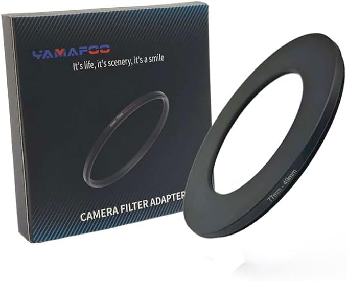 YAMAFOO 77mm to 49mm Step-Up Ring/Step Down Rings Filter Adapter for All Brands UV ND CPL Metal Ring Step-Up Rings Adapter Filter,Black (77-49)