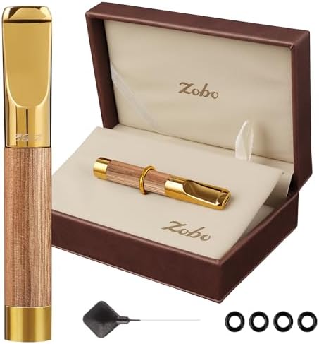 Reusable Washable Cigarette Filter Tips Mouthpiece Handcrafted Solid Wood Metal Smoking Cigarette Filter Never Fade Suitable for Coarse Fine Medium Birthdays Christmas Father Day Gift (Rosewood)