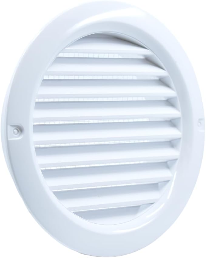 VENTS-US - 4" White Round Plastic Vent Cover with Built-in Insect Screen Mesh and Flange for Air Supply or Exhaust Air Applications - Compatible with 4 Inch Diameter Ducts (6-Pack)