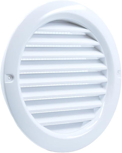 VENTS-US - 4" White Round Plastic Vent Cover with Built-in Insect Screen Mesh and Flange for Air Supply or Exhaust Air Applications - Compatible with 4 Inch Diameter Ducts (6-Pack)