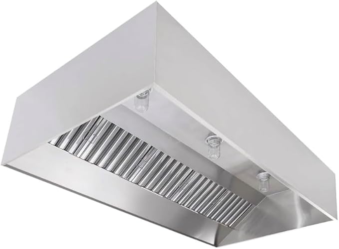 Commercial Kitchen Restaurant Duty Exhaust Hood, Wall Canopy Stainless Steel Exhaust Hood with Baffle Hood Filters, High Temperature Light Fixtures, and 16” Round Exhaust Riser (9" Long Hood)