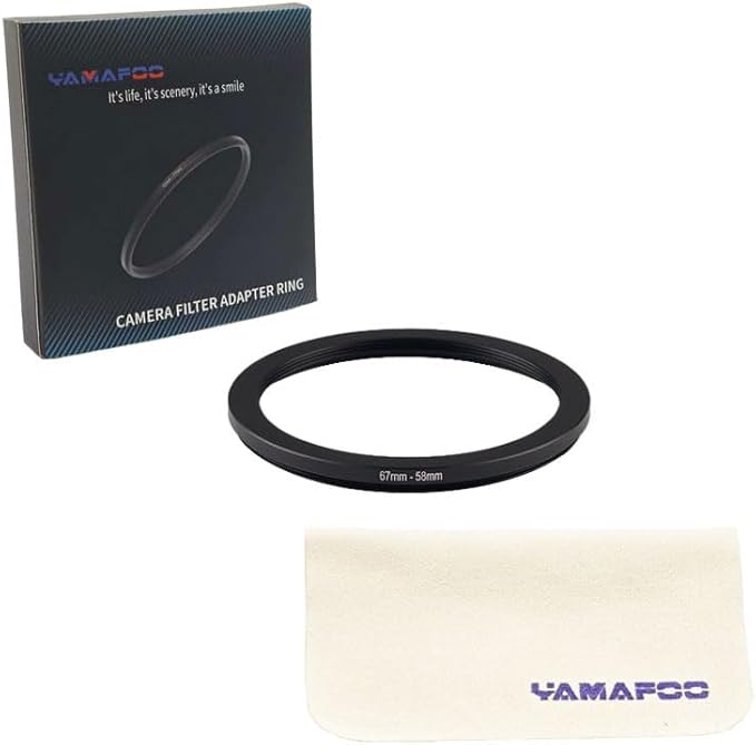 YAMAFOO 57mm to 58mm Step-Up Ring/Step Down Rings Filter Adapter for All Brands UV ND CPL Metal Ring Step-Up Rings Adapter Filter,Black (67-58)
