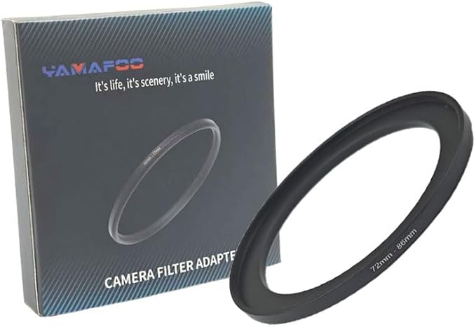 YAMAFOO 72mm to 86mm Step-Up Ring/Step Down Rings Filter Adapter for All Brands UV ND CPL Metal Ring Step-Up Rings Adapter Filter,Black (72-86)