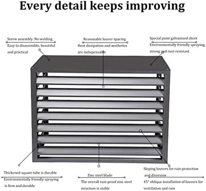 Aluminum Air Conditioner Cover, Privacy Fence Screen, Outdoor Condenser Protective Cover, Freestanding Louvered Space Divider, Trash Can Enclosure & Flower Stand, Suitable for Outdoo