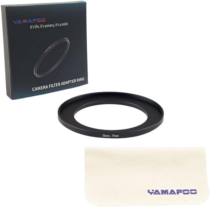 YAMAFOO 58mm to 77mm Step-Up Ring/Step Down Rings Filter Adapter for All Brands UV ND CPL Metal Ring Step-Up Rings Adapter Filter,Black (58-77)