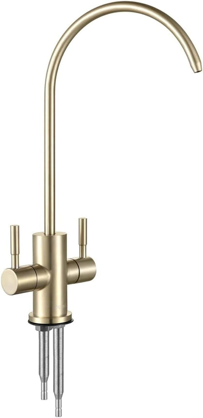 304SUS Stainless Steel 2 Way Filtered Kitchen Bar Sink Faucet Reverse Osmosis Ro Water Filter Tap (Brushed Golden)