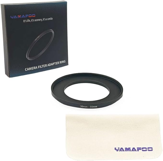 YAMAFOO 39mm to 55mm Step-Up Ring/Step Down Rings Filter Adapter for All Brands UV ND CPL Metal Ring Step-Up Rings Adapter Filter,Black (39-55)