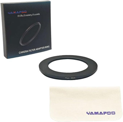 YAMAFOO 55mm to 77mm Step-Up Ring/Step Down Rings Filter Adapter for All Brands UV ND CPL Metal Ring Step-Up Rings Adapter Filter,Black (55-77)