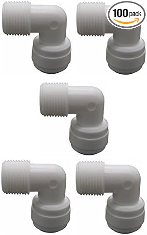 YZM Quick Connect fittings RO Water Filters (5pack, Elbow, 3/8" Male x 3/8" OD tube)