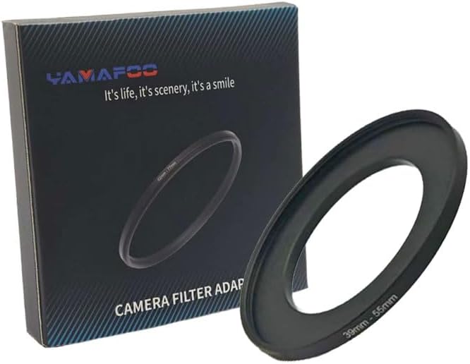 YAMAFOO 39mm to 55mm Step-Up Ring/Step Down Rings Filter Adapter for All Brands UV ND CPL Metal Ring Step-Up Rings Adapter Filter,Black (39-55)