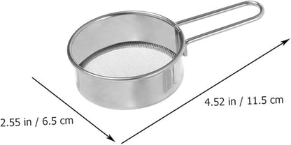 Luxshiny 2pcs Stainless Steel Flour Sieve with Hanging Ear Portable Rust Handheld Strainer for Baking Powdered Sugar Cocoa Almond Powder Kitchen Utensil for Home and Restaurant Use