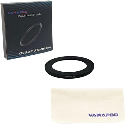 YAMAFOO 58mm to 43mm Step-Up Ring/Step Down Rings Filter Adapter for All Brands UV ND CPL Metal Ring Step-Up Rings Adapter Filter,Black (58-43)