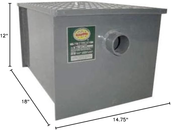 Commercial Carbon Steel Grease Trap Interceptor 14lb - PDI Approved - NSF