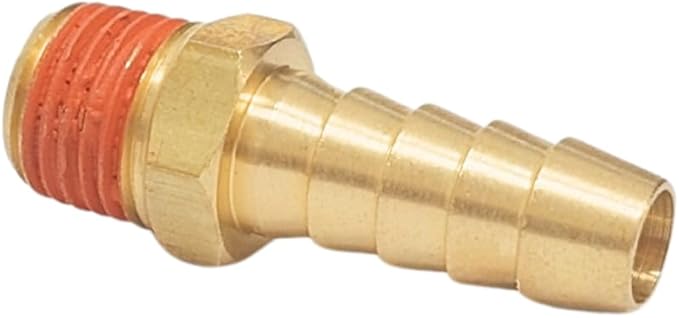 2 Pack Brass Air Hose Barb Fittings Adapter Set, 3/8 Inch Barb to 1/4 Inch NPT Male Pipe, Air Hose Repair Kit Connectors with Sealant