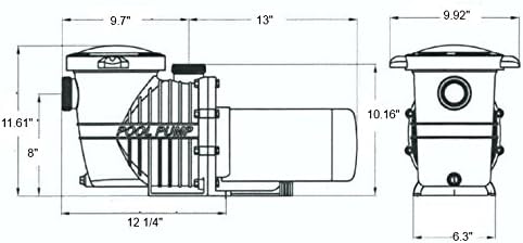 Rx Clear 1 HP Radiant PRC150 | Filtration System for Inground Swimming Pools Up to 35,000 Gallons | 1 Horsepower Extreme Force Pool Pump | 115 Volt | 1 1/2" Inch Threaded Ports