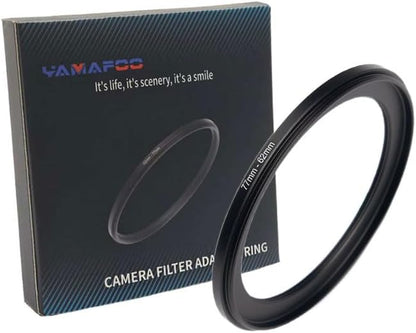 YAMAFOO 77mm to 62mm Step-Up Ring/Step Down Rings Filter Adapter for All Brands UV ND CPL Metal Ring Step-Up Rings Adapter Filter,Black (77-62)