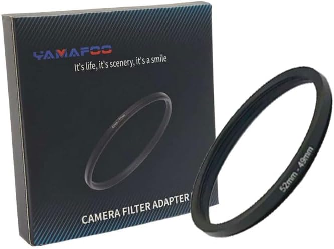 YAMAFOO 52mm to 49mm Step-up Ring/Step Down Rings Filter Adapter for All Brands UV ND CPL Metal Ring Step-Up Rings Adapter Filter, Black (52-49)