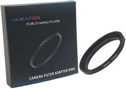 YAMAFOO 34mm to 37mm Step-Up Ring/Step Down Rings Filter Adapter for All Brands UV ND CPL Metal Ring Step-Up Rings Adapter Filter,Black (34-37)