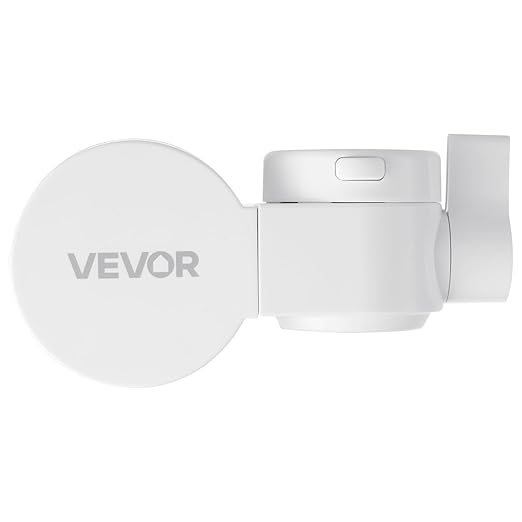 VEVOR Faucet Mount Water Filter, Horizontal Water Purifier for Sink Tap, Carbon Fiber Filters, Removes Chlorine Lead with 1 Filter, Fits Most Kitchen or Bathroom Faucets, White