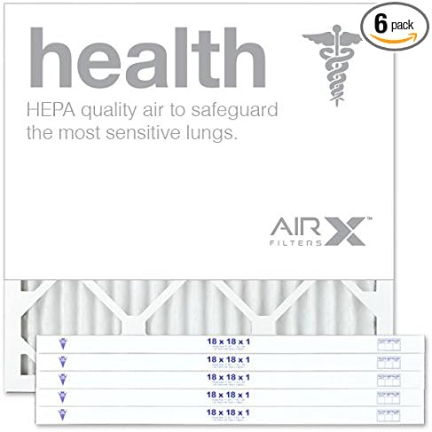 AIRX WICKED CLEAN AIR. 18x18x1 Air Filter MERV 13 Pleated HVAC AC Furnace Air Filter, Health 6-Pack, Made in the USA