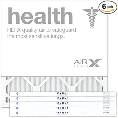 AIRX WICKED CLEAN AIR. 18x18x1 Air Filter MERV 13 Pleated HVAC AC Furnace Air Filter, Health 6-Pack, Made in the USA