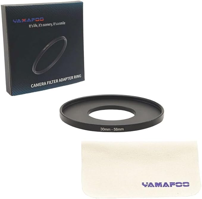 YAMAFOO 30mm to 58mm Step-Up Ring/Step Down Rings Filter Adapter for All Brands UV ND CPL Metal Ring Step-Up Rings Adapter Filter,Black (30-58)