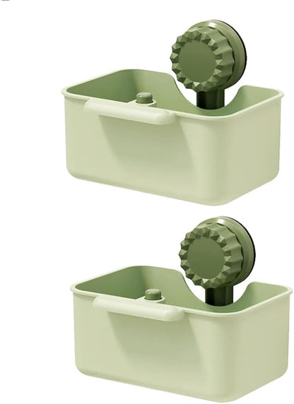 2Pcs Kitchen Sink Strainer Drainer Basket with Suction Cup,Food Waste Filter Basket,Sponge Brush Holder for Kit-chen Home,Efficient Kitchen Waste Management (Green)
