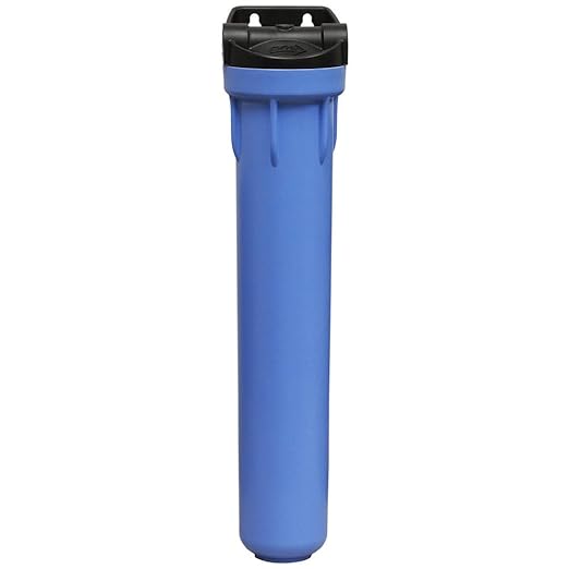 Pentair Pentek 150552 3G Standard Filter Housing, 3/4" NPT #20 Opaque Water Filter Housing with Integral Bracket Cap and Pressure Relief Button, 20-Inch, Black/Blue
