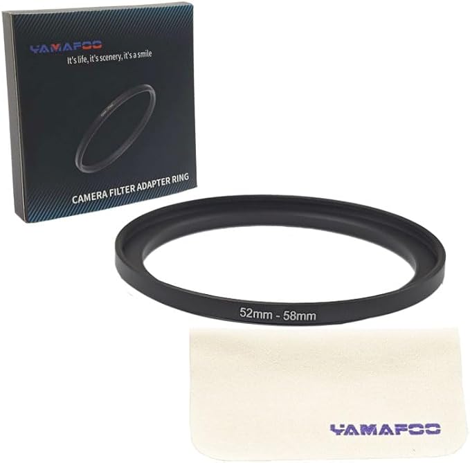 YAMAFOO 52mm to 58mm Step-Up Ring/Step Down Rings Filter Adapter for All Brands UV ND CPL Metal Ring Step-Up Rings Adapter Filter,Black (52-58)