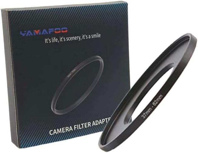 YAMAFOO 37mm to 62mm Step-Up Ring/Step Down Rings Filter Adapter for All Brands UV ND CPL Metal Ring Step-Up Rings Adapter Filter,Black (37-62)