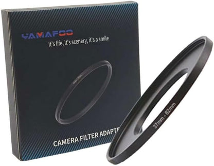 YAMAFOO 37mm to 62mm Step-Up Ring/Step Down Rings Filter Adapter for All Brands UV ND CPL Metal Ring Step-Up Rings Adapter Filter,Black (37-62)