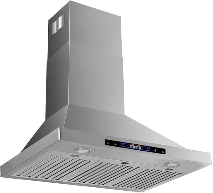 36 inch Wall Mount Range Hood Convertible Vent with Permanent Baffle Filters 800CFM Stainless Steel for Kitchen Gesture Sensing & Touch Control, 4 Speed Exhaust Fan, ETL listed (36 inch)