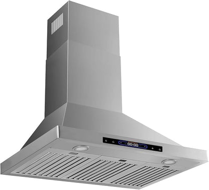 36 inch Wall Mount Range Hood Convertible Vent with Permanent Baffle Filters 800CFM Stainless Steel for Kitchen Gesture Sensing & Touch Control, 4 Speed Exhaust Fan, ETL listed (36 inch)