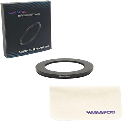 YAMAFOO 72mm to 52mm Step-Up Ring/Step Down Rings Filter Adapter for All Brands UV ND CPL Metal Ring Step-Up Rings Adapter Filter,Black (72-52)