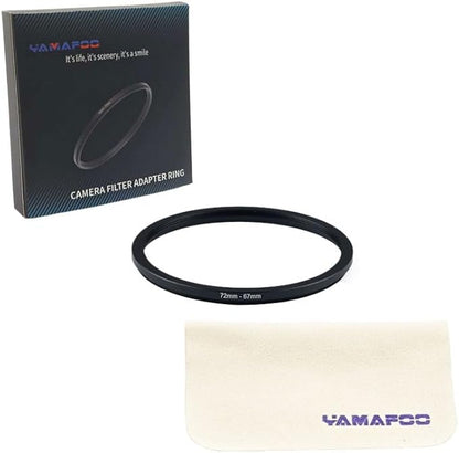YAMAFOO 72mm to 67mm Step-Up Ring/Step Down Rings Filter Adapter for All Brands UV ND CPL Metal Ring Step-Up Rings Adapter Filter,Black (72-67)