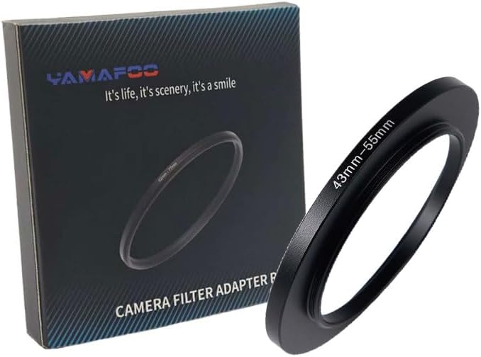 YAMAFOO 43mm to 55mm Step-Up Ring/Step Down Rings Filter Adapter for All Brands UV ND CPL Metal Ring Step-Up Rings Adapter Filter,Black (43-55)