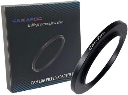YAMAFOO 43mm to 55mm Step-Up Ring/Step Down Rings Filter Adapter for All Brands UV ND CPL Metal Ring Step-Up Rings Adapter Filter,Black (43-55)