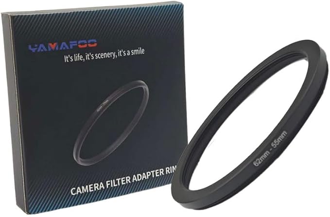 YAMAFOO 62mm to 55mm Step-Up Ring/Step Down Rings Filter Adapter for All Brands UV ND CPL Metal Ring Step-Up Rings Adapter Filter,Black (62-55)