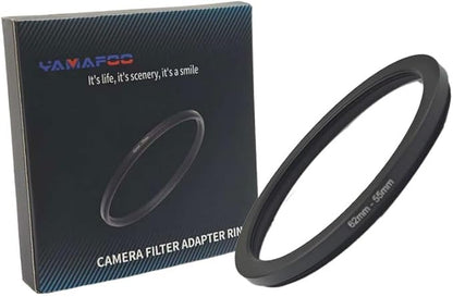 YAMAFOO 62mm to 55mm Step-Up Ring/Step Down Rings Filter Adapter for All Brands UV ND CPL Metal Ring Step-Up Rings Adapter Filter,Black (62-55)