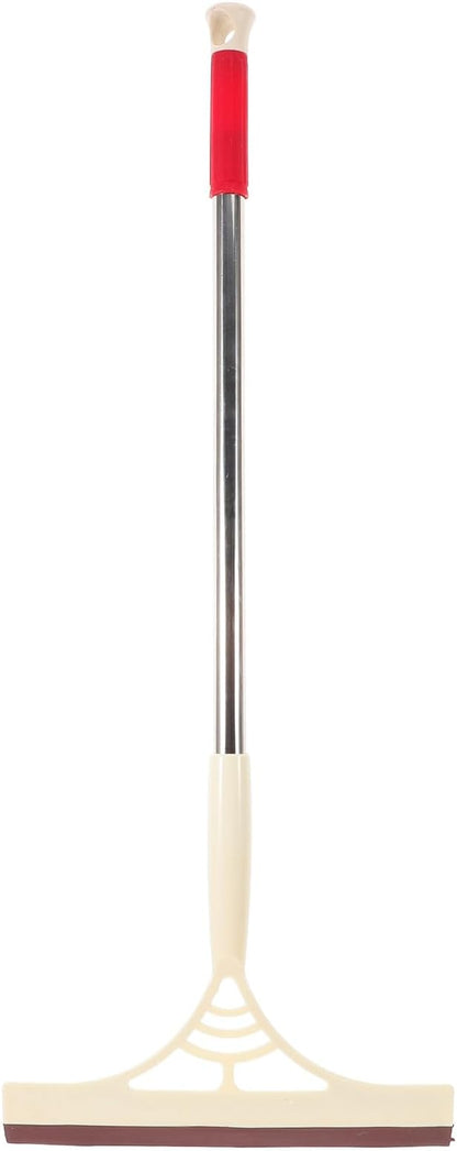 Multifunction Window Squeegee Cleaner with Extendable Handle, Dry and Wet Glass Scraper Brush, Khaki for Bathroom Shower Door and Floor Cleaning