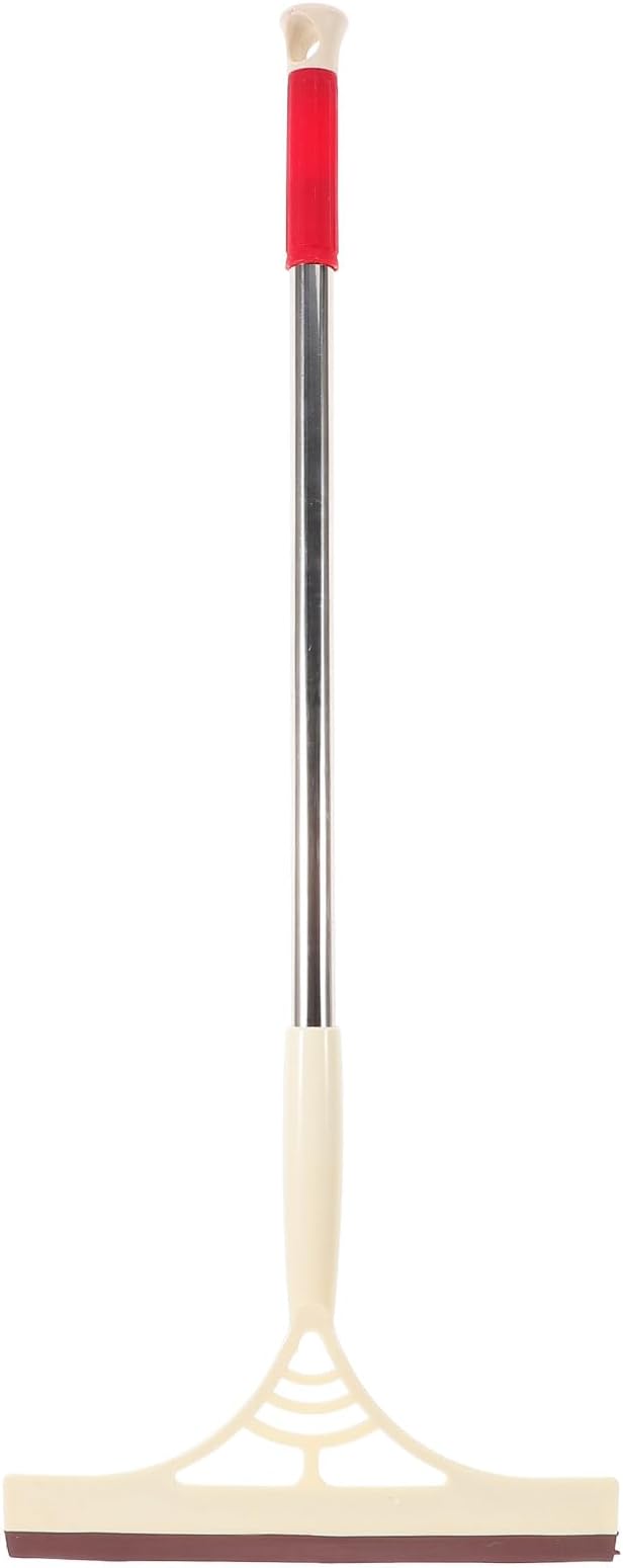 Multifunctional Glass Door Squeegee with Long Handle, Dry and Wet Use Floor and Mirror Cleaner for Bathroom Shower Windows, Khaki Household Water Scraper