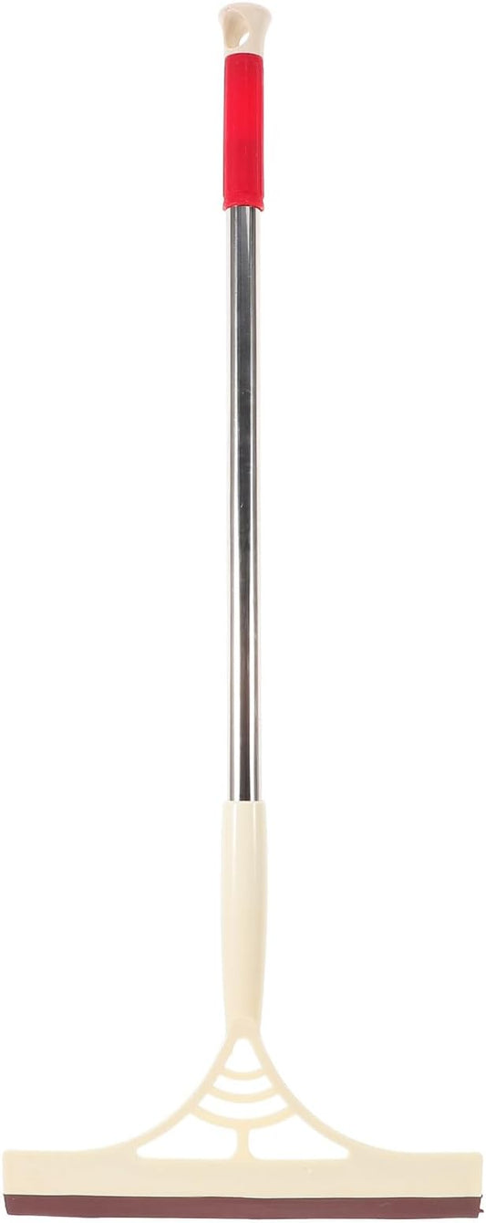 Multifunctional Glass Door Squeegee with Long Handle, Dry and Wet Use Floor and Mirror Cleaner for Bathroom Shower Windows, Khaki Household Water Scraper