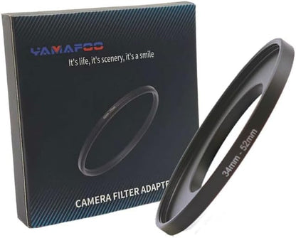 YAMAFOO 34mm to 52mm Step-Up Ring/Step Down Rings Filter Adapter for All Brands UV ND CPL Metal Ring Step-Up Rings Adapter Filter,Black (34-52)