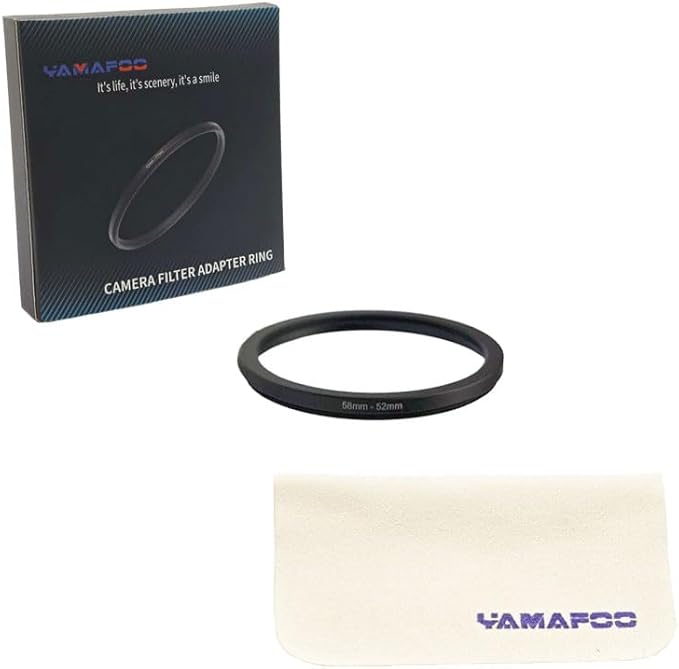 YAMAFOO 58mm to 52mm Step-up Ring/Step Down Rings Filter Adapter for All Brands UV ND CPL Metal Ring Step-Up Rings Adapter Filter,Black (58-52)